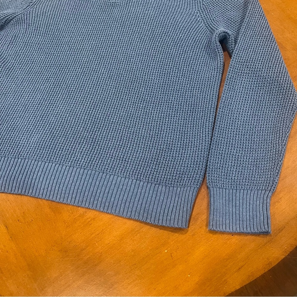 NEW $118 J.Crew Waffle Knit Half Zip Pullover Sweater Baltic Blue XL Cotton - Picture 9 of 16
